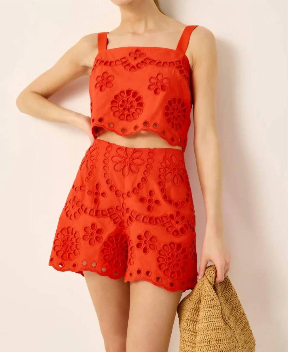 NEW MARIE OLIVER payton eyelet top in cardinal